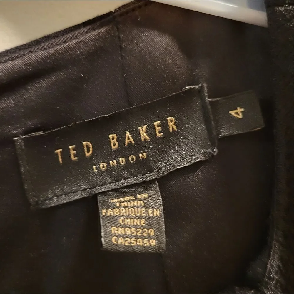 Ted Baker Black Floral Midnight Bloom Abade Bodycon Sheath Dress Size  4 US - Picture 4 of 9